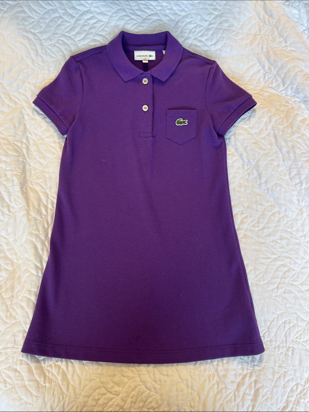 Lacoste Kids Purple Polo Dress with Signature Crocodile